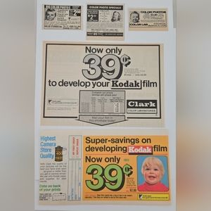 Vtg ads newspaper inserts 80s KODAK Clarks Print envelope Ephemera Photography